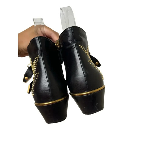 Chloe Susanna Studded Ankle Boots Size EU 37
US 7 Black Gold Leather Buckle - Picture 4 of 7